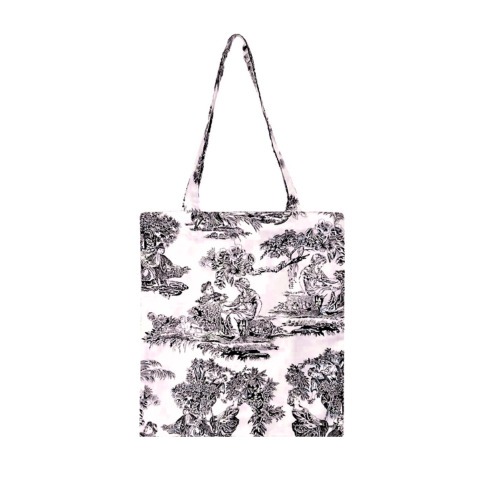 Tote bag en toile de jouy noir